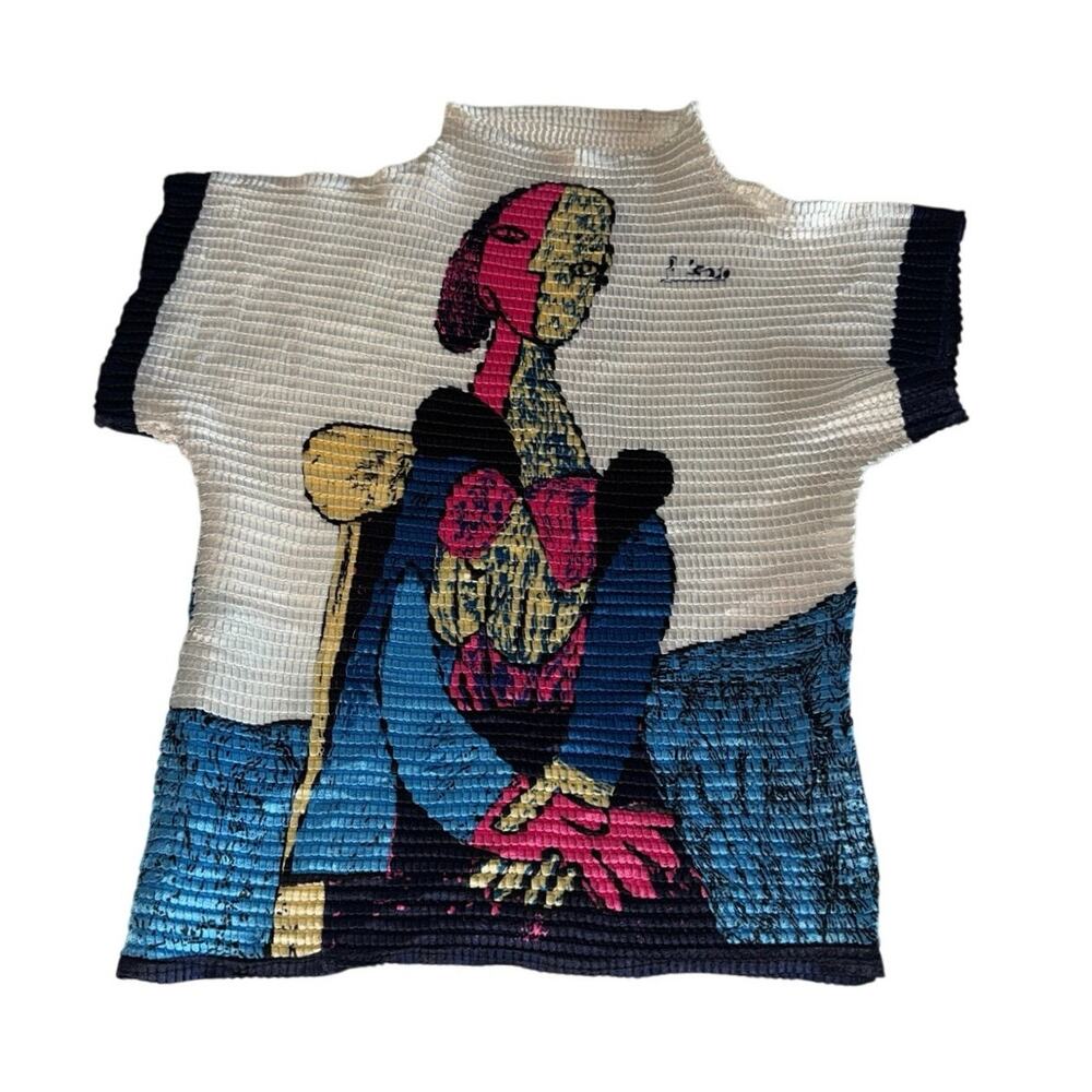 90s Vintage VALENTINA Picasso Crinkle Top, One Size Fits Most